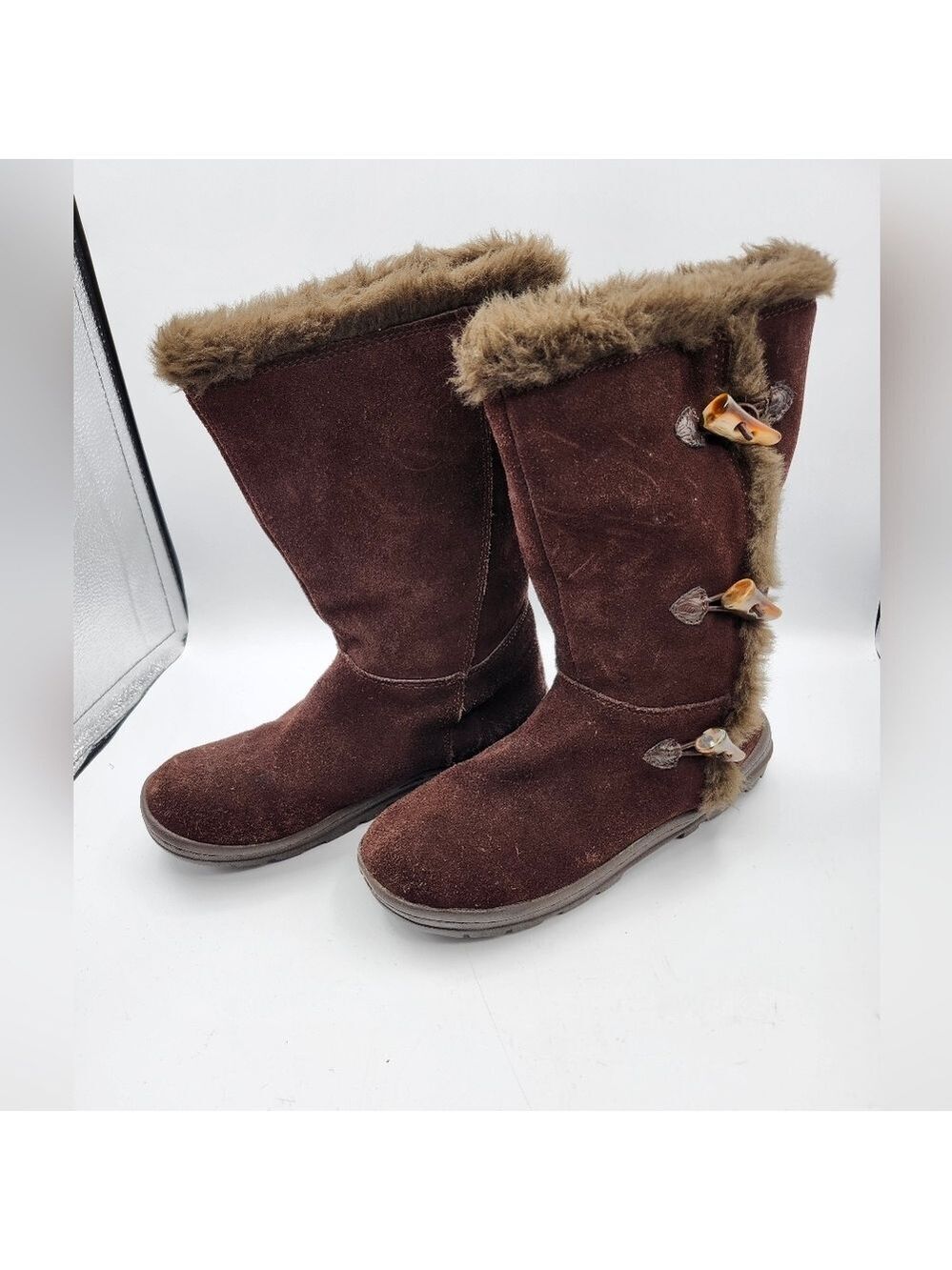 Bass Brown Suede Faux Fur-Lined Women's Boots Sz 8